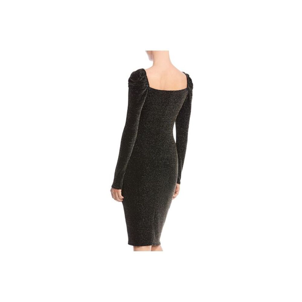 BAILEY44 Womens Black Pouf Sleeve Below The Knee Cocktail Body Con Dress M - Picture 2 of 4
